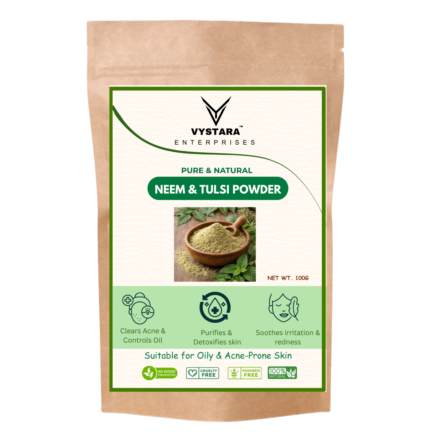 PURE AND NATURAL NEEM AND TULSI POWDER – 100g