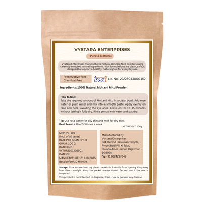 PURE AND NATURAL MULTANI MITTI POWDER (FULLER'S EARTH) – 100g