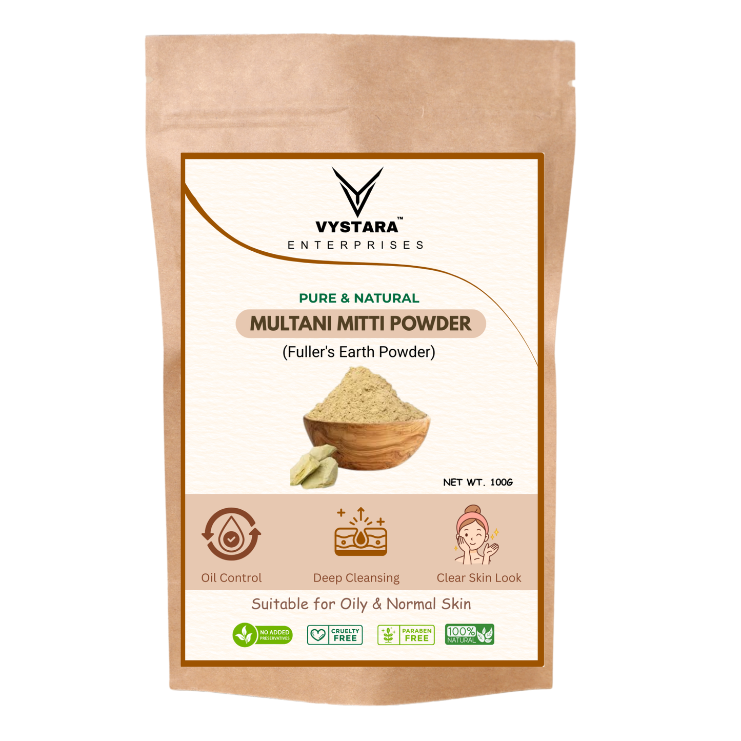 PURE AND NATURAL MULTANI MITTI POWDER (FULLER'S EARTH) – 100g